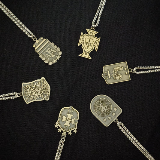 Football Keychains and Necklaces: Argentina, Portugal, Brazil, Spain, France, Germany