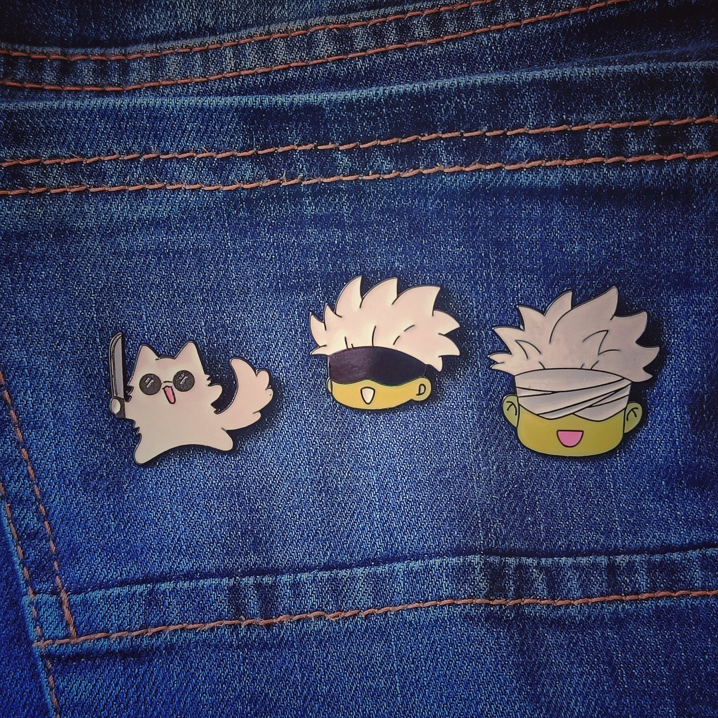 Jujutsu Kaisen Satoru Gojo and Catto Enamel Pins